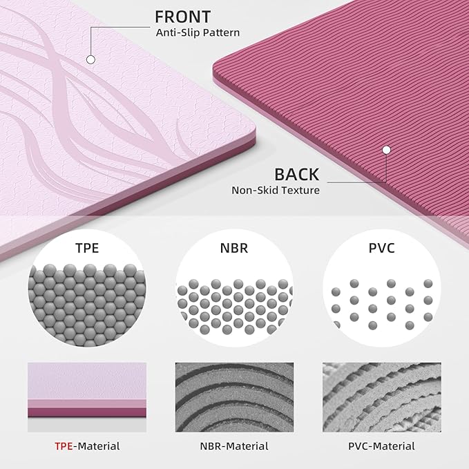 Extra Wide Yoga Mat 76"x40"x10mm TPE Non-Slip Fitness Exercise Mat | Thick 10mm Premium TPE, Extra Large for Pilates, Workout and Home Gym. Ideal for Men and Women