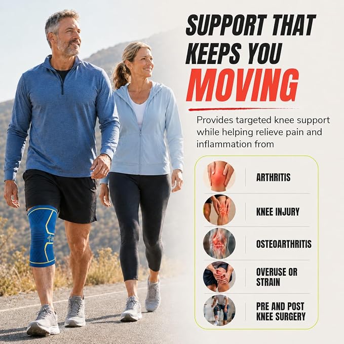 Knee Brace for Men and Women Knee Compression Sleeve Knee Support Wraps for Arthritis Joint Pain Relief, Workout, Swelling, Sports, Circulation, Running, Recovery for ACL & Meniscus Tear