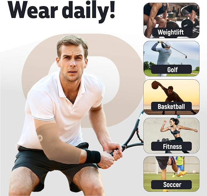 Elbow Brace for Women & Men (Pair) – Elbow Compression Sleeve for Tendonitis, Tennis Elbow & Golfers Elbow – Arm & Elbow Support for Arthritis, Bursitis, Weightlifting & Pain Relief