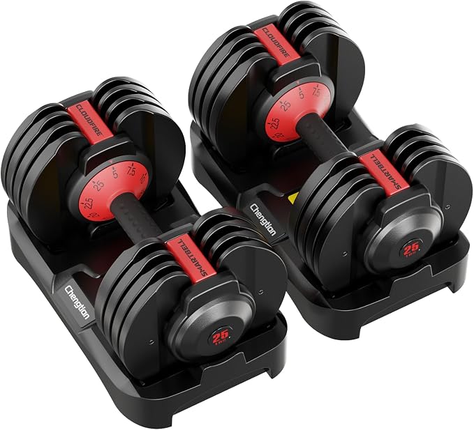 New Upgraded Adjustable Dumbbell Set of 2 (52.5 lbs/25 lbs), 15/9 Weights Dumbbell Set with Safe Locking System, Quick Adjustable Dumbbells For Men and Women Home Gym Workout with Anti-Slip Handle