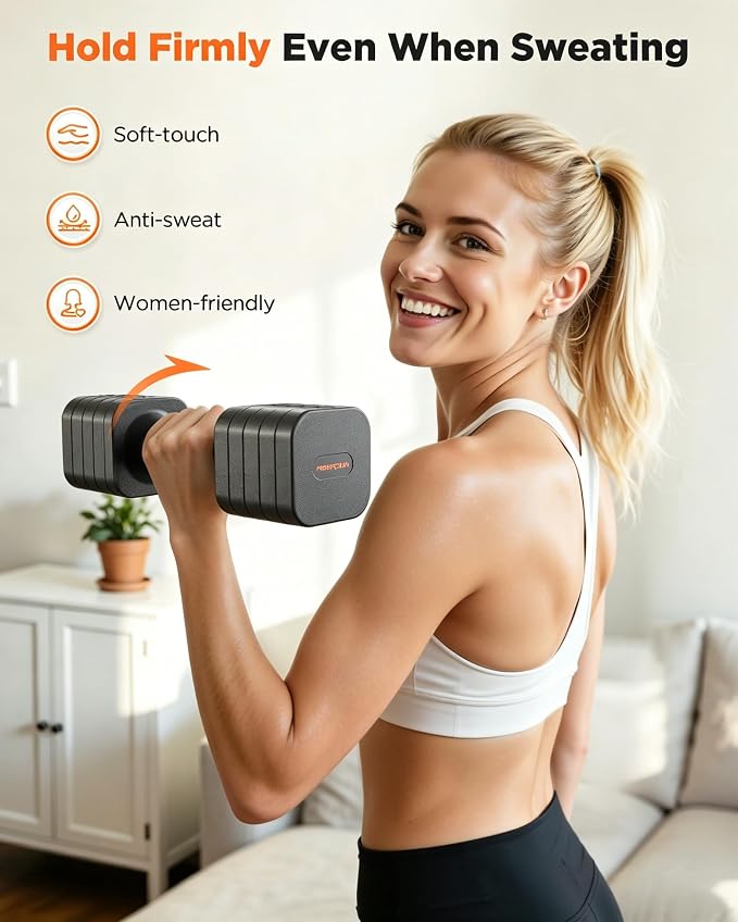 FEIERDUN DB3 5-in-1 Adjustable Dumbbell Set, 6LB/10LB Pair Adjustable Weights for Women at Home, Dual Locking Stable Hand Weights with TPU Soft Handle, Home Gym, Rehab, Pilates, Yoga, Strength Training