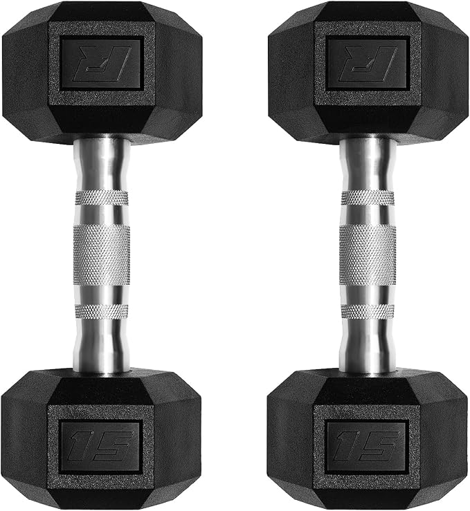 RitFit 5-650 LBS PVC Hex Dumbbell Sets with Optional Rack for Home Gym | PVC Coated Anti-Roll Hex Design, Chrome Handle with Ergonomic Grip, Full Body Strength Training with Optional Rack