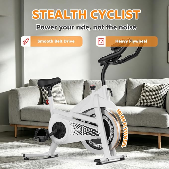 Exercise Bike Stationary Bike Indoor Cycling Bicycle for Home Gym Spinning Bike 300 lbs Weight Capacity Adjustable Seat/Handlebar for Office Cardio Workout