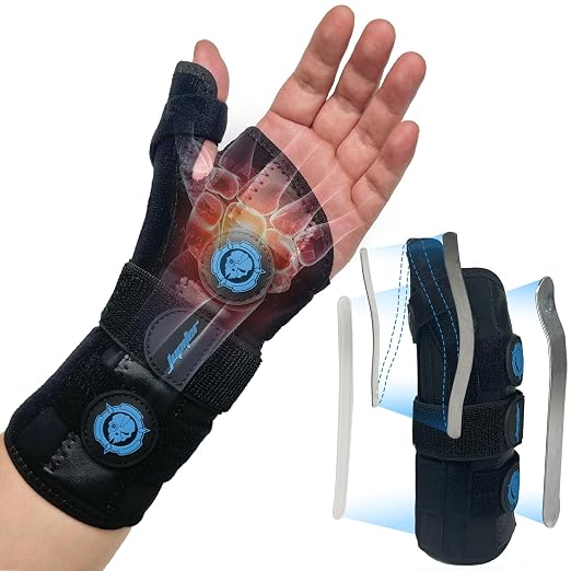 JUPITER Carpal Tunnel Wrist Brace with Thumb Support, Day & Night Thumb Spica Splint for Left Hand, Ideal for De Quervains Tenosynovitis, Tendonitis & Typing Pain Relief - Large/XLarge, Blue for Men & Women