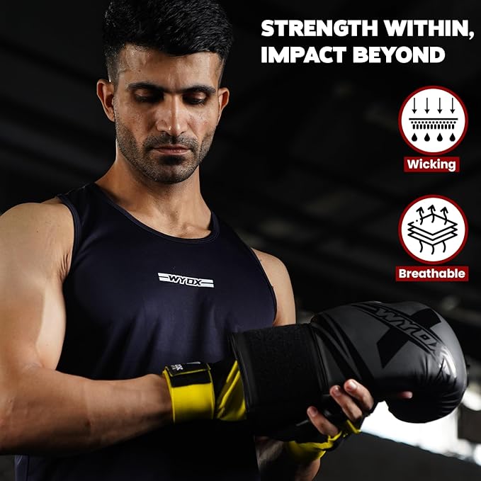 WYOX Neoprene Gel Boxing Hand Wraps Inner Gloves for Men & Women – 80cm/31in Quick Wrist Strap, Padded Knuckle Protection, Fingerless MMA Muay Thai Kickboxing Wraps for Training & Martial Arts