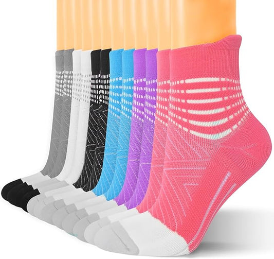 IRAMY Compression Ankle Support Socks Women - Wicking, Cushioned Athletic, Plantar Fasciitis Relief 2/3/6 Pairs