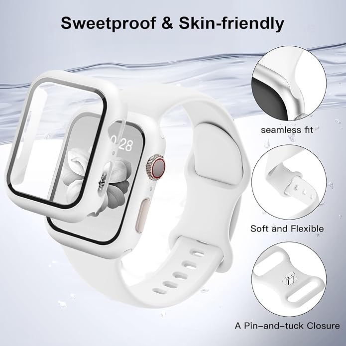 Sport Band and Case for Apple Watch Band 40mm 44mm 46mm 42mm 41mm 45mm 38mm iWatch Bands for Women/Men,Silicone Waterproof Strap with Cover Combo for Apple Watch Series 11 10 9 8 7 6 5 4 SE Ultra/2 3