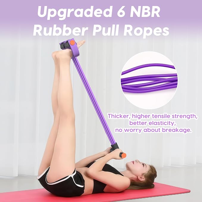 Resistance Bands with Handles, 6-Tube Elastic Pedal Resistance Band for Working Out, Durable Natural Rubber Exercise Bands, Multifunction Exercise Equipment for Abdomen, Waist, Arm, Leg Stretching