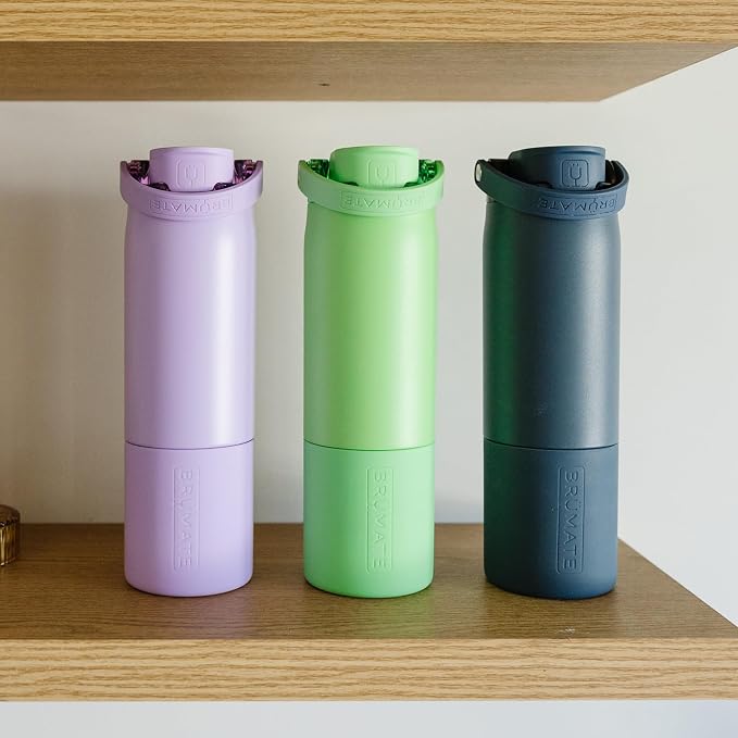 BrüMate Rise 25oz Water Bottle With 100% Leakproof Covered Silicone Straw | Insulated Stainless Steel Water Bottle | Cup-Holder Friendly | Fast Flow | Soft Sip Silicone Spout | BPA-Free (Matte Black)