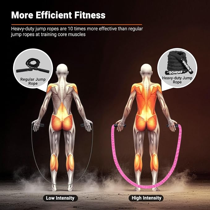 Weighted Jump Rope for Men Women, 3.68LB Adult Jump Ropes for Fitness Heavy Skipping Rope, Jumping Rope for Training Muscle Speed Home Gym Workout Equipment Exercise Jumpropes Weight Loss