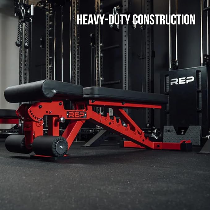 REP FID Foldable Weight Bench, Incline Decline Chair for Home Gym, Compact Portable Stationary Equipment, Heavy Duty Strength Training Platform, Adjustable Situp Dumbbell Workout Support, AB-3000