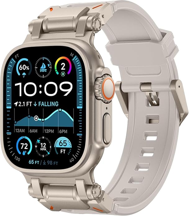 WINGLE FKM Rubber Bands for Apple Watch Band Ultra 3/2/1 Band Ultra 49mm Series 11 10 46mm 45mm 44mm 42mm SE 3/2/1 9 8 7 6 5 4 3 Men, Military Rugged Metal Connector Silicone Apple iWatch Sport Bands