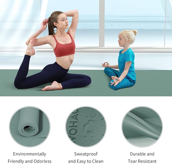Extra Wide & Thick 8mm Yoga Mat, 72"x31.5" | Large Non Slip Exercise Mat, Premium POE Material, Superior Cushioning & Stability, With Strap for Home Gym, Pilates