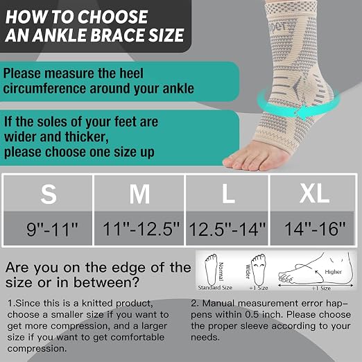 INDEEMAX Copper Infused Ankle Brace for Sprained Ankle, Ankle Compression Sleeve Ankle Support for Women & Men, Achilles Tendonitis Brace, Skin Silver, S