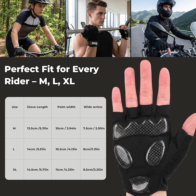 Aegend Half-Finger Cycling Gloves, Anti-Slip Shock-Absorbing Padded Palm, Breathable Mesh for Biking, Fitness and Outdoor Activities (Black)
