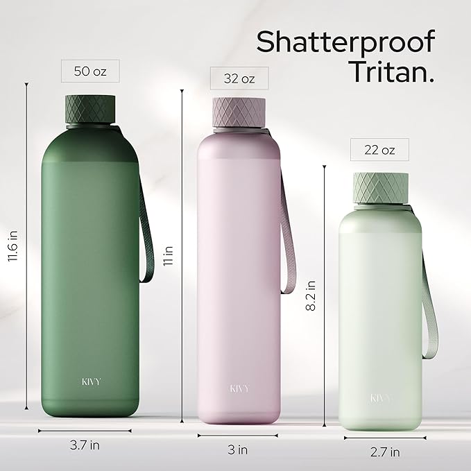 KIVY Slim Water Bottle 22oz [Lightweight & Shatterproof] - Reusable Tritan Water Bottle - Leak Proof Bottle for Women & Men - Water bottle no straw - Dishwasher Safe - BPA Free
