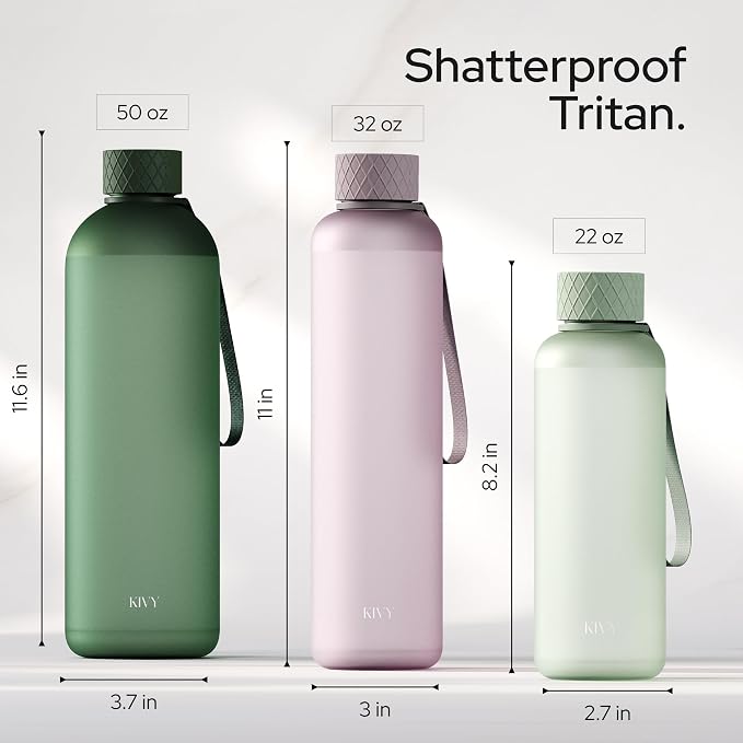 KIVY Slim Water Bottle 22oz Lightweight & Shatterproof - Reusable Tritan Water Bottle - Leak Proof Bottle for Women & Men - Water Bottle No Straw - Dishwasher Safe - BPA Free