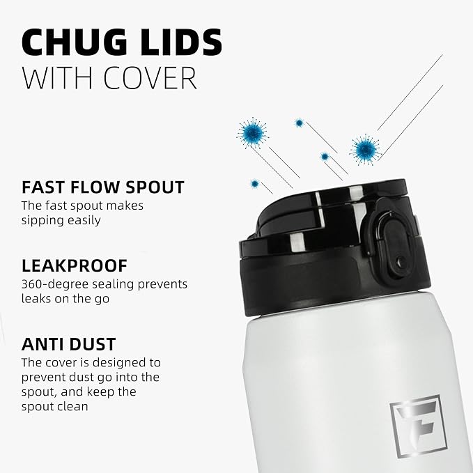 Fanhaw 24 oz Insulated Stainless Steel Water Bottle with Anti-Dust Chug Lid, Leakproof Vacuum Metal Everyday Use Bottle for Kids, Teens & Adults, Back to School Essentials (Black)