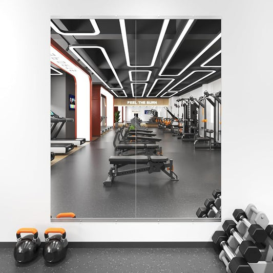 LOAAO Home Gym Mirror 60"x25", 2 PCS | Frameless, Tempered Glass, Large Workout Mirrors, For Home Gym, Dance Studio, Yoga Room, Garage Gym