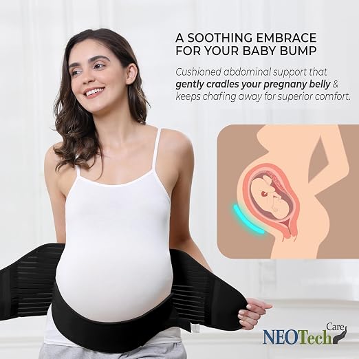 NeoTech Care Pregnancy Belly Band, Maternity Belt, for Pregnancy Belly Support, Back/Pelvic Support (Size XXL, Black Color)