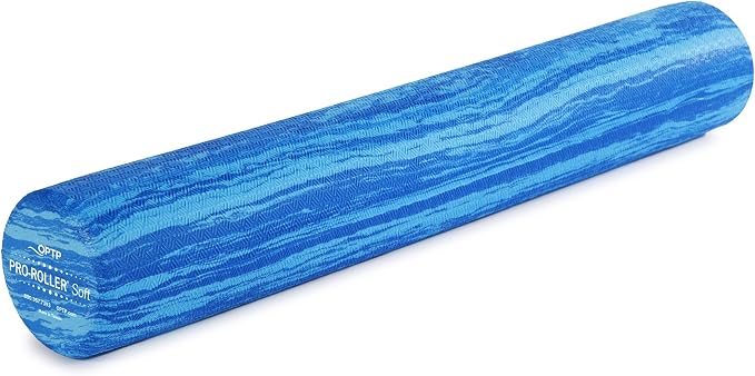 OPTP PRO-Roller Soft Density Foam Roller – Round, Blue, 36" x 6" | Soft foam roller for physical therapy, Pilates, yoga foam roll exercises, muscle recovery, blue, 36" x 6"