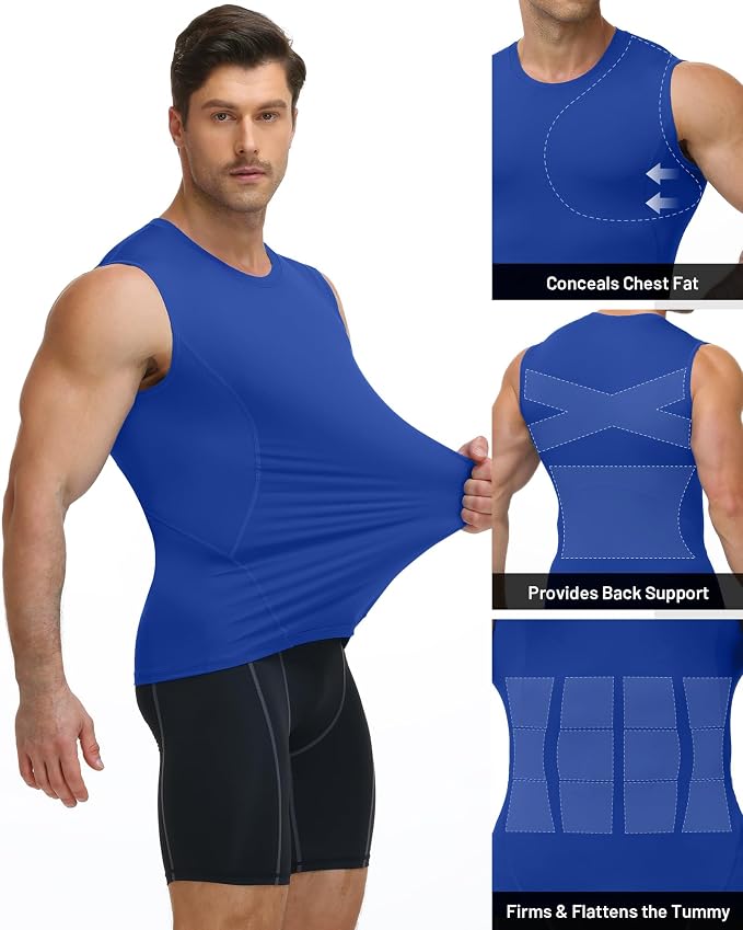 Mens Sleeveless Compression Shirt Athletic Workout Tank Top Quick Dry Muscle Base Layer Undershirt Gym Running