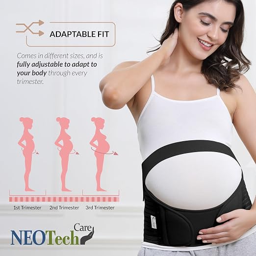 NeoTech Care Pregnancy Belly Band, Maternity Belt, for Pregnancy Belly Support, Back/Pelvic Support (Size XXL, Black Color)