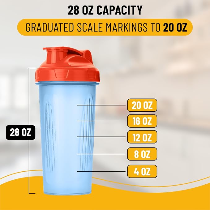 Mr. Pen- Shaker Bottles for Protein Mixes, 28 oz | Leak Proof Shaker Cups with Stainless Steel Wire Whisk Ball for Protein Shakes and Pre Workout