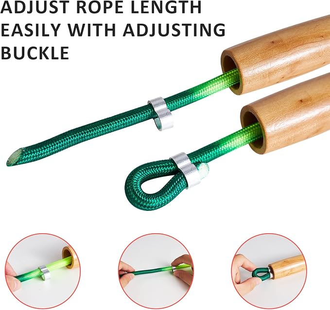 Double Dutch Long Jump rope - 16Ft 2 Pack Skipping Rope for Kids Adults, Rainbow Jumping Rope for Multiplayer with Wooden Handle