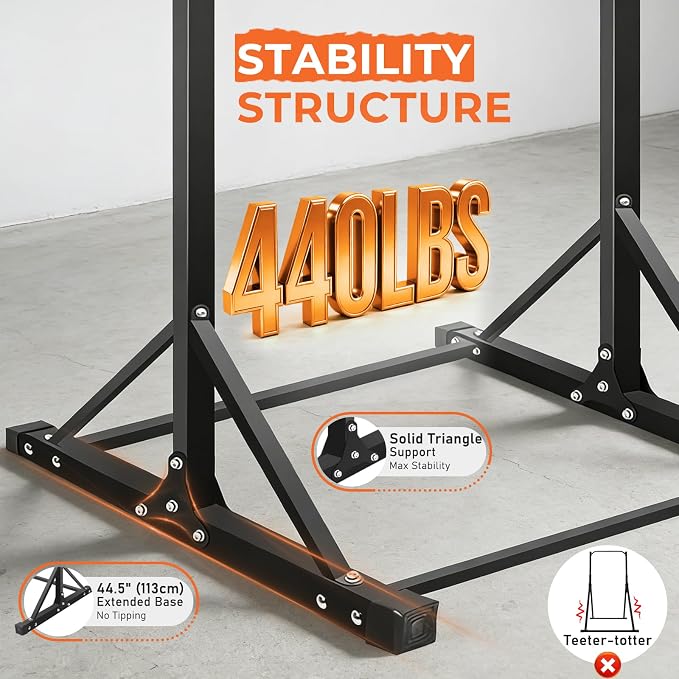 Freestanding Pull Up Bar Stand, Adjustable Chin Up Bar Outdoor | 440LBS Capacity, 7ft Tall Adjustable Stand, Strength Training, Home Gym, Outdoor Workout, Calisthenics Station