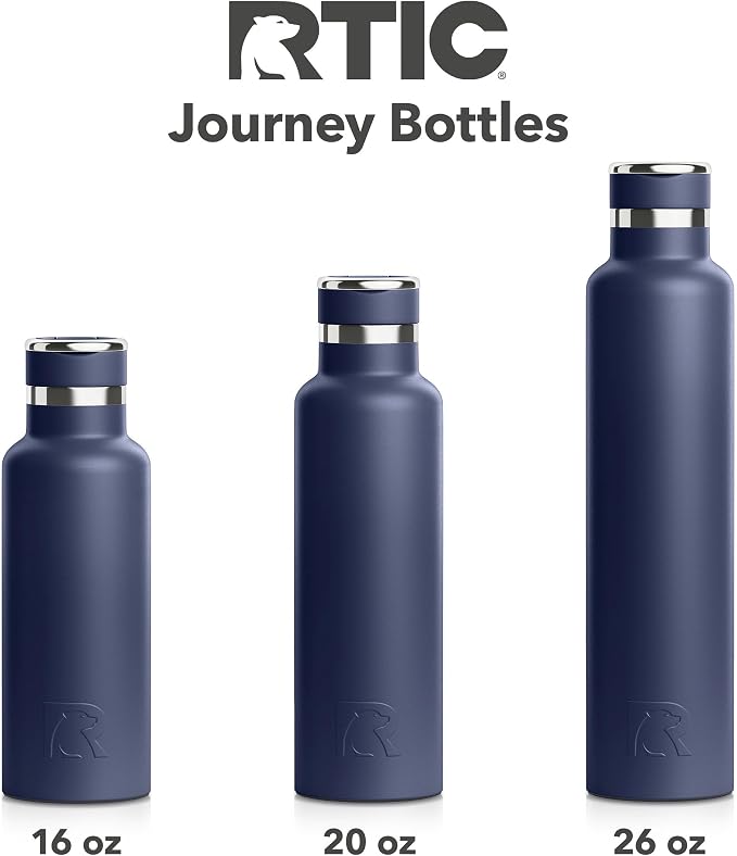 RTIC 26oz Journey Water Bottle, Ceramic Lined, Navy | Stainless Steel Metal, Insulated for Hot and Cold Drinks, Sports, Travel and Camping
