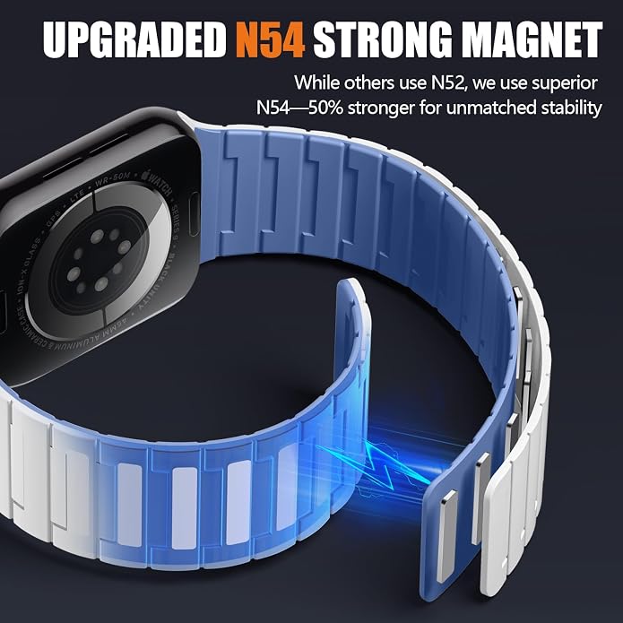 SNBLK Magnetic Watchband Compatible with Apple Watch for Men 44mm 45mm 46mm 49mm 42mm 41mm 40mm 38mm Women, Silicone Sport Strong Magnet Strap for iWatch Series 11 Ultra 3 Ultra 2 Se 10 9 8 7 6 5 4 1
