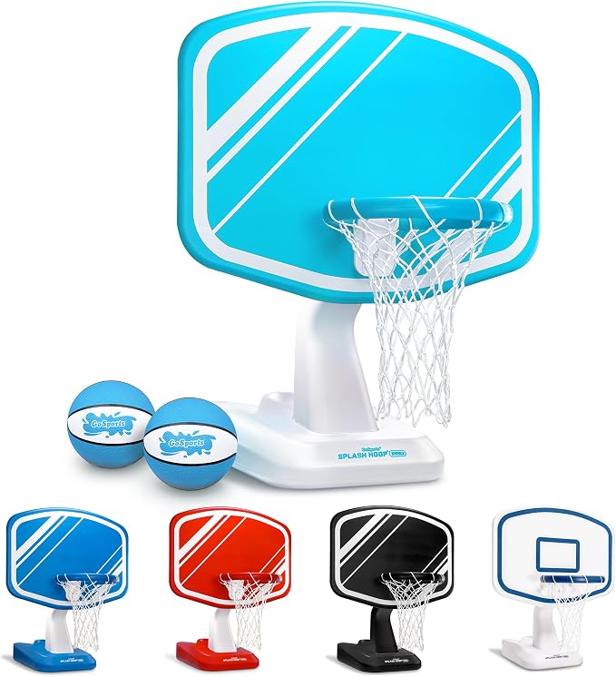GoSports Splash Hoop PRO Pool Basketball Game – Modern Poolside Basketball Hoop with Backboard, Ball & Pump – Swimming Pool Basketball Hoop for Inground & Above Ground Pools