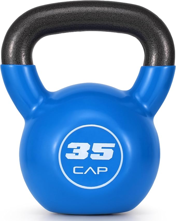 CAP Vinyl Coated Cast Iron Kettlebell, 10-50 LB Home Gym Weight