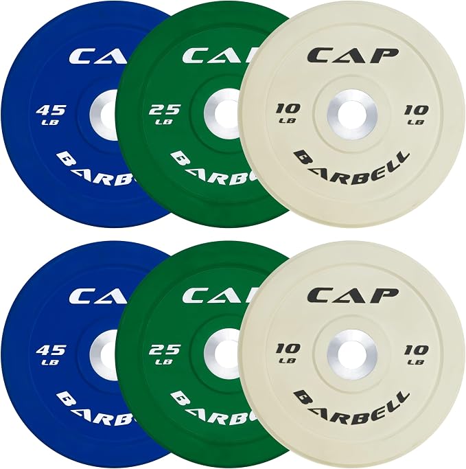 CAP 2-inch Olympic Bumper Plate Weight Set | 100-370 lbs | Multiple Colors | Storage Rack Optional