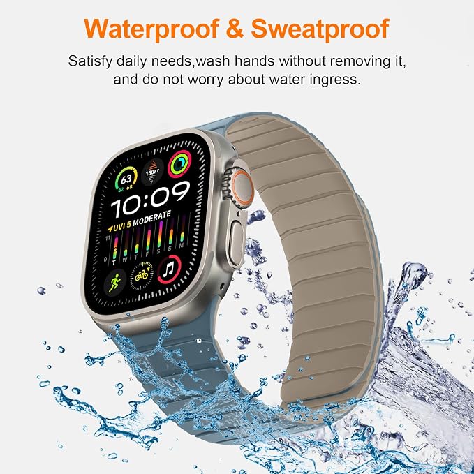 Tasikar Magnetic Bands Compatible with Apple Watch 49mm 46mm 45mm 44mm 42mm Soft Silicone Replacement Loop Wristband for iWatch Ultra 3 2 1 SE Series 11 10 9 8 7 6 5 4 3, Dune-Cloud Blue