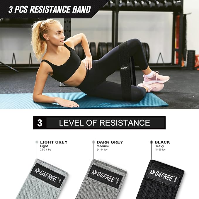 G4Free 7/9Pcs Barbell Pad Set for Squat, Hip Thrusts, Lunges, Leg day | Standard Olympic Bars with 2 Gym Ankle Safety Straps, 3 Hip Resistance Bands, 2 Lifting Strap, Barbell Pad, and Carry Bag