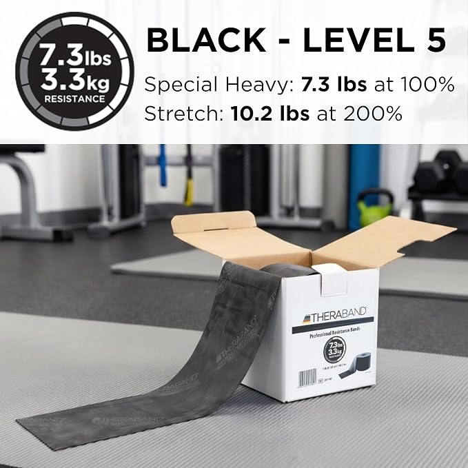 THERABAND Resistance Band, 50-Yard Roll, Latex Elastic Band for Exercise, Stretching, Physical Therapy, Yoga, Pilates, Home Workouts, Cut-to-Length, Color-Coded Levels