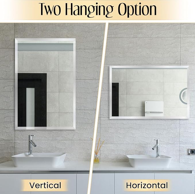 Rectangle Bevelled Frameless Mirror - Wall Mirror 30” x 36”, Shatterproof Modern Bathroom Mirror for Gym, Bathroom Vanity, Entryways with Bevelled Edge, Horizontally or Vertically