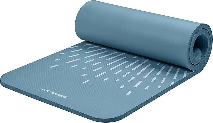 Retrospec Solana Yoga Mat 1" Thick w/Nylon Strap for Men & Women - Non Slip Exercise Mat for Home Yoga, Pilates, Stretching, Floor & Fitness Workouts