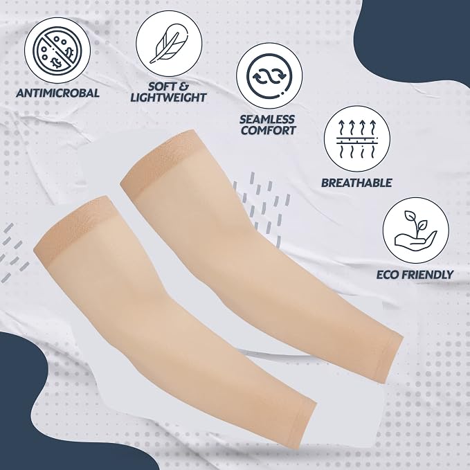 KUHNMARVIN 2 Pairs Arm Sleeves Compression UV Protection Cooling Sun Sleeves Tattoo Cover Up Basketball Arm Sleeves Football