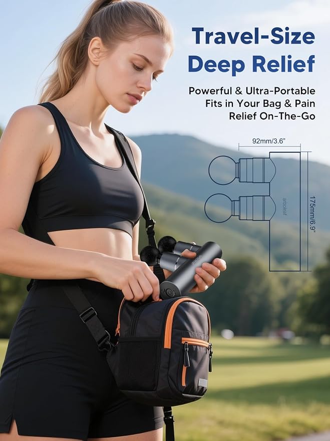 arboleaf Mini Massage Gun Deep Tissue, Portable Percussion Muscle Massager | Dual Head Massage Design Targets Two Muscle Areas at Once for Efficient Deep Tissue Relief and Full-Body Recovery