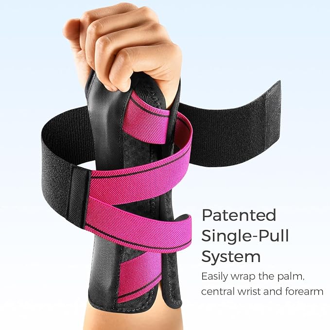 FREETOO Carpal Tunnel Wrist Brace Night Support.Pink,Left Hand,XS | Wrist Splint,Hand Brace,Tendonitis,Sprain,Arthritis;Sleeping,Work,Type;Breathable,Adjustable;Metal Plate,One-Step Wear