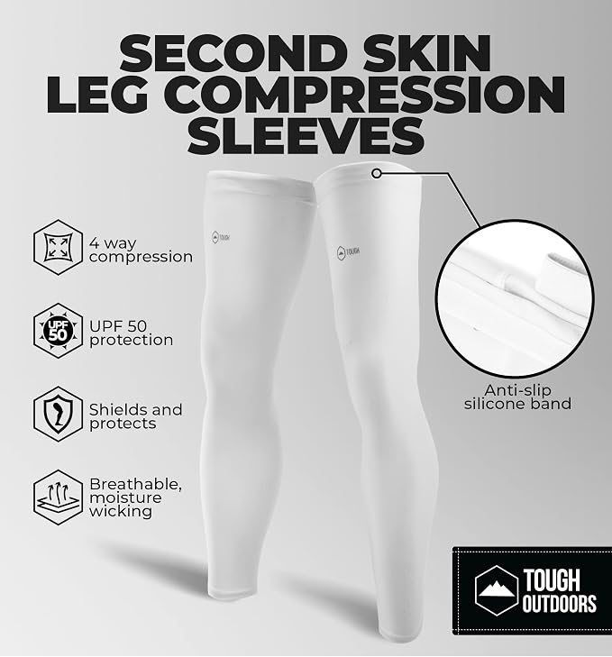 Tough Outdoors Leg Compression Sleeve - Leg Sleeves for Men & Women - Compression Calf Sleeves - Basketball Football Cycling