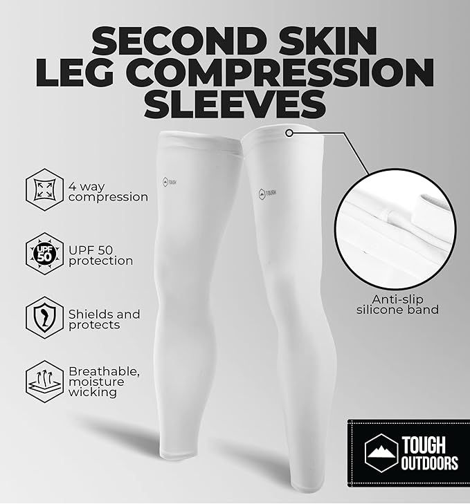 Tough Outdoors Leg Compression Sleeve - Leg Sleeves for Men & Women - Compression Calf Sleeves - Basketball Football Cycling