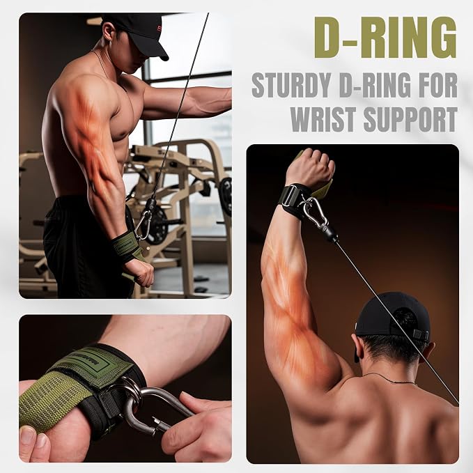 M MANUEKLEAR Wrist Straps for Weightlifting, Gym Lifting Straps with D Rings for Cable Machine,Weight Lifting Wrist Wraps for Men Women