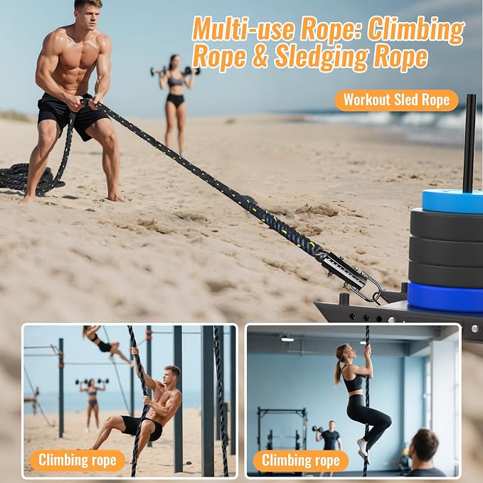 Weight Workout Sled Pulling Rope - 1.5 Inch x 20FT Heavy Duty Workout Sled Pull Rope for Tire Pulling, Football Training - Fitness Resistance Exercise Equipment for Men & Women