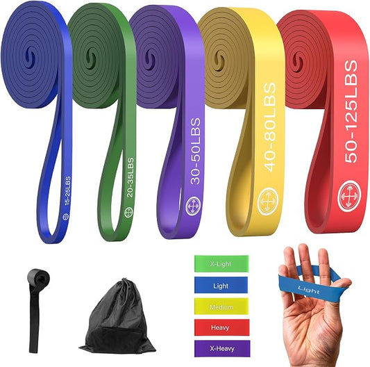 Exercise Bands，Set of 6 Resistance Bands for Working Out,Pull Up Bands Set,at Home Workout Equipment,Instruction Guide and Carry Bag Included