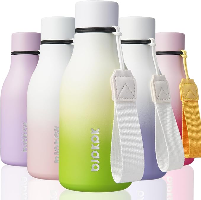 BJPKPK 12oz Insulated Water Bottle, Stainless Steel Bottle with Carry Strap | Keep Cold & Hot Vacuum Insulation, Leak-Proof BPA-Free Design, Slim Bottle Fits Most Cup Holders for Gym, Office & Travel