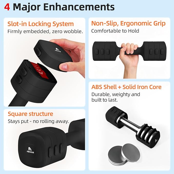 Abahub 2 in 1 Kettlebell & Dumbbell Set, Adjustable Dumbbell for Home Gym | Dumbbell with Kettlebell Converter Set of 2, Full Body Workout Kettlebell for Women